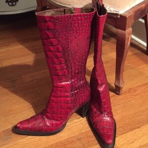 Donald Pliner croc red boots